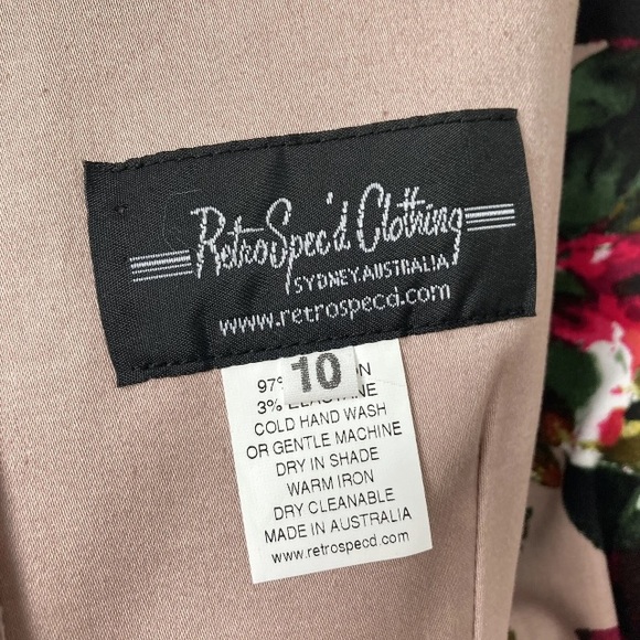 Retrospec'd Australian Vintage 50s Pin Up Red Green Floral Dress UK 8 Wedding - Picture 10 of 10